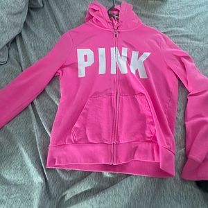 pink zip up hoodie